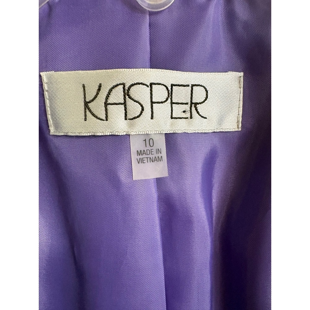 Kasper Women Purple Open Front Shawl Collar 3/4 Sleeve Blazer Size 10 Classic - Picture 3 of 9